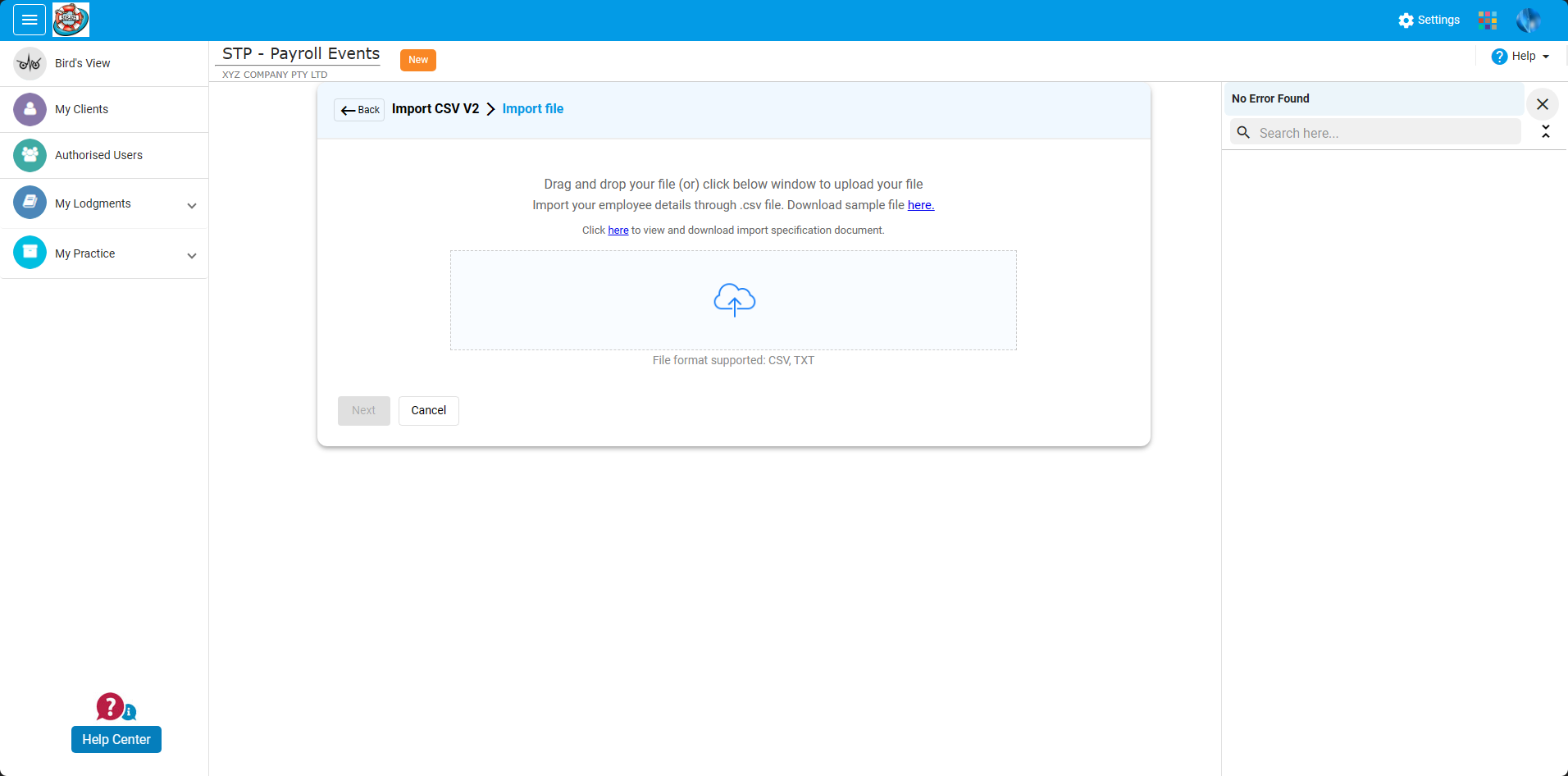 application screen