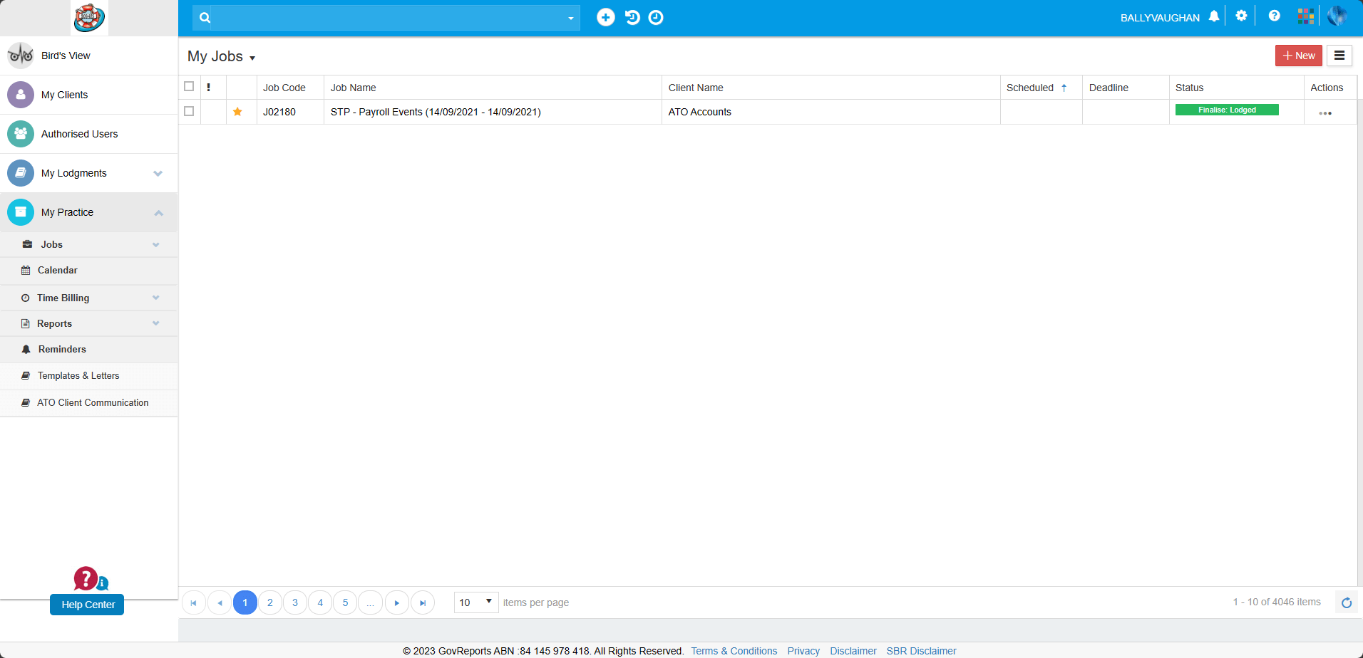 application screen