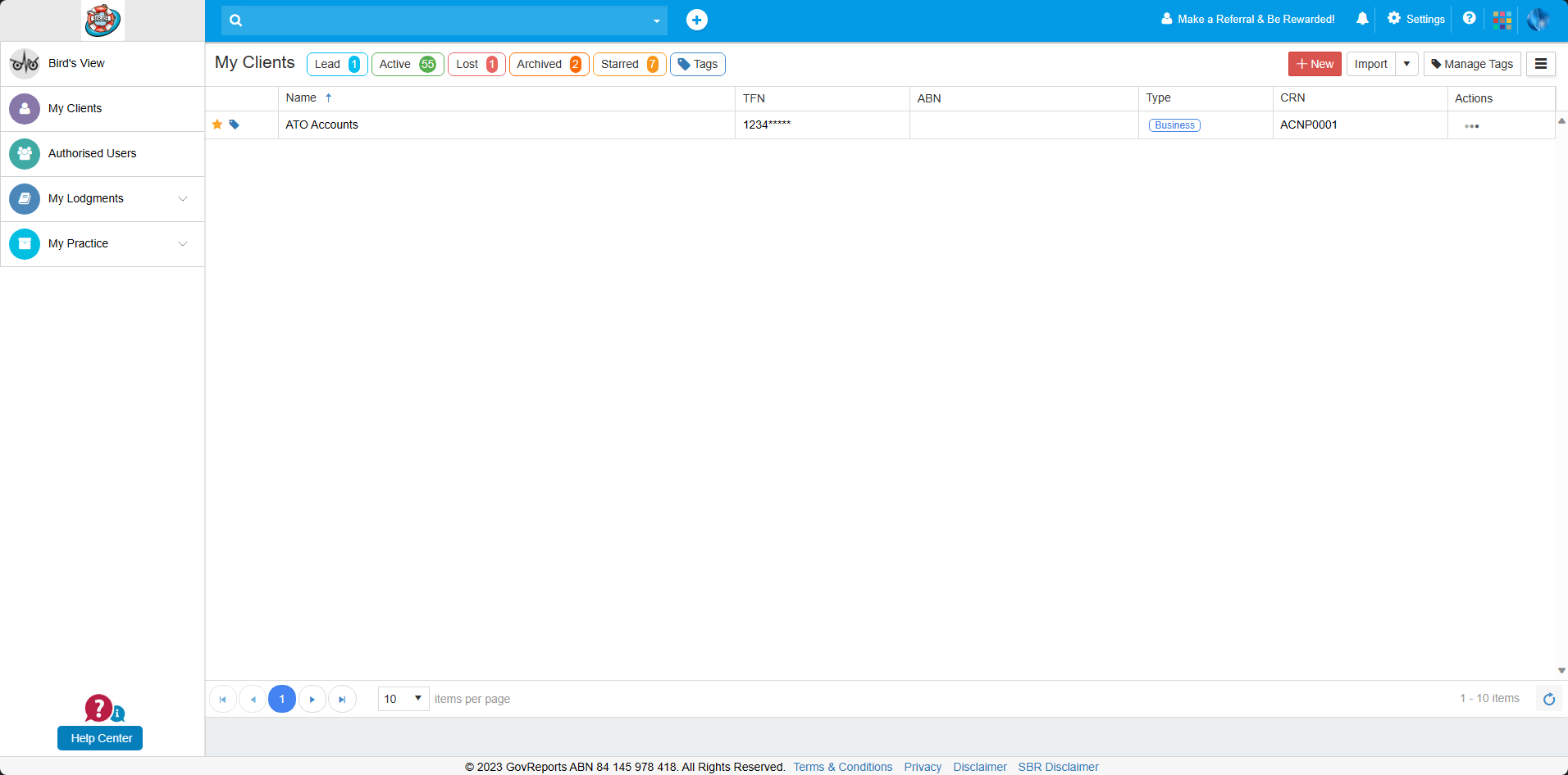 application screen